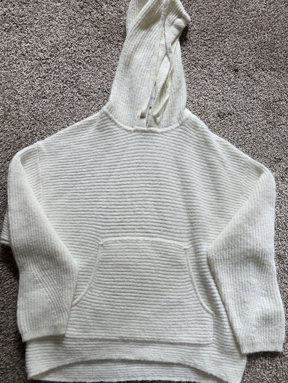 Banana Republic Cream Ribbed Hoodie Sweater